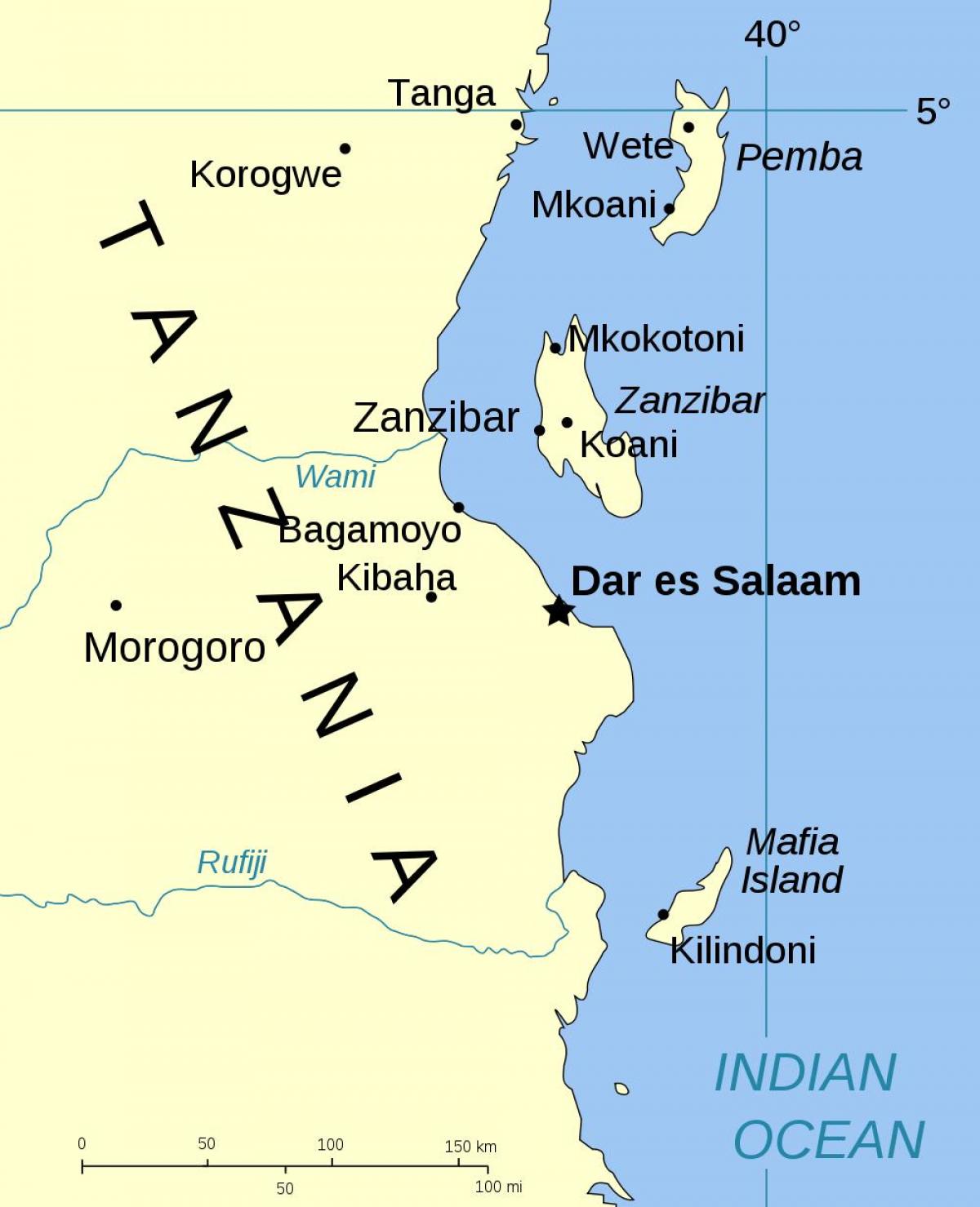 tanzaniji ostrva mapu