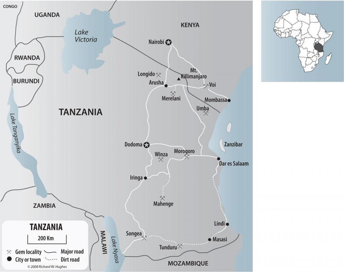 Mapa je iz tanzanije rudnicima zlata