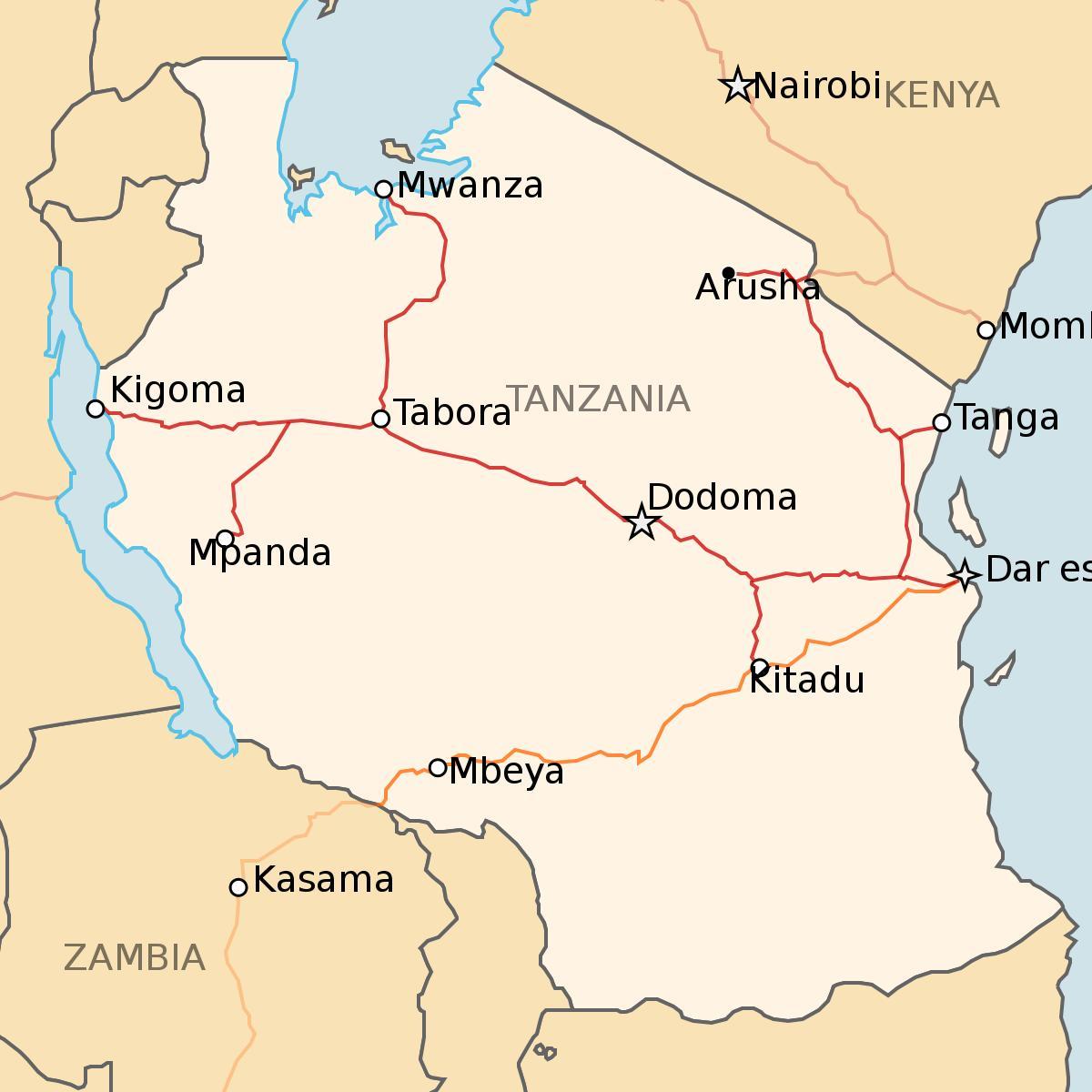 Mapa je iz tanzanije željezničke