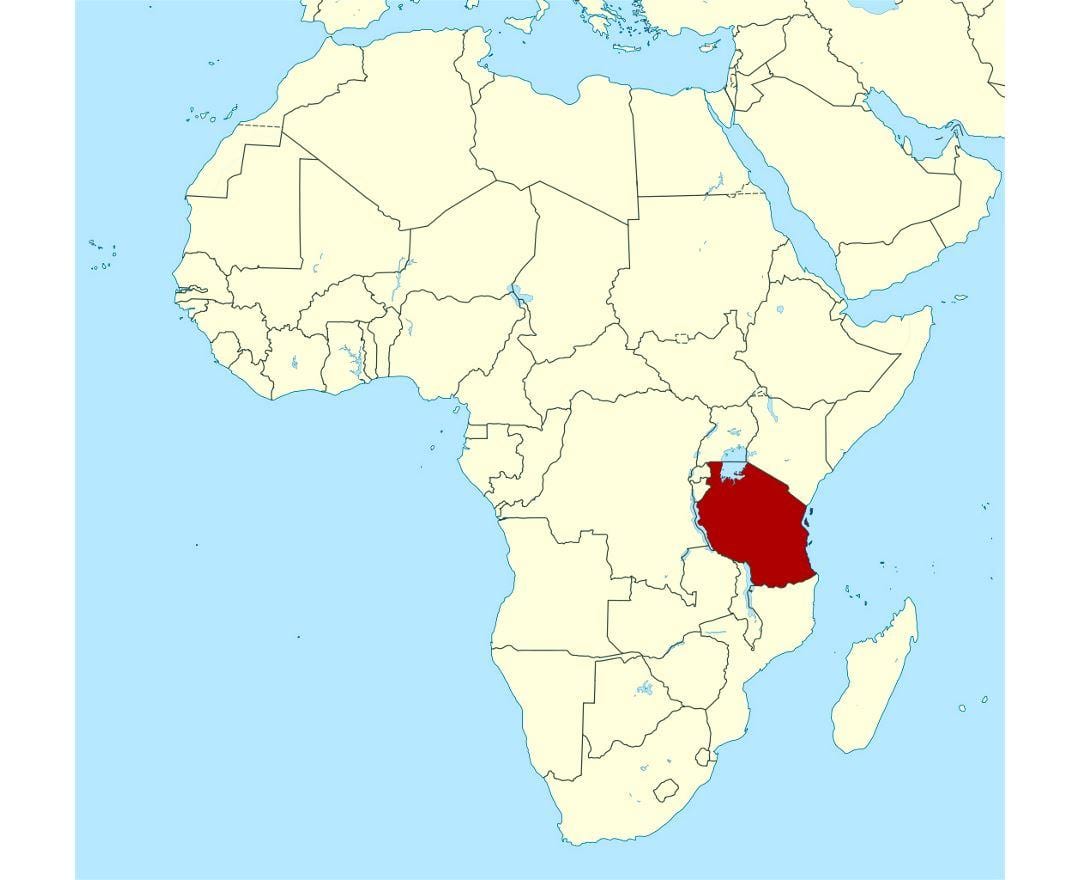 Mapa lokaciju tanzaniji na svijetu 
