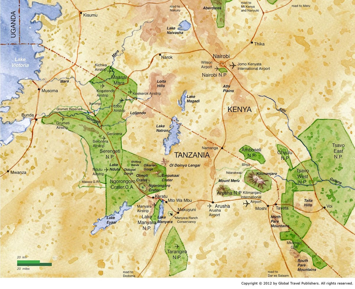 Mapa na sjeveru tanzaniji