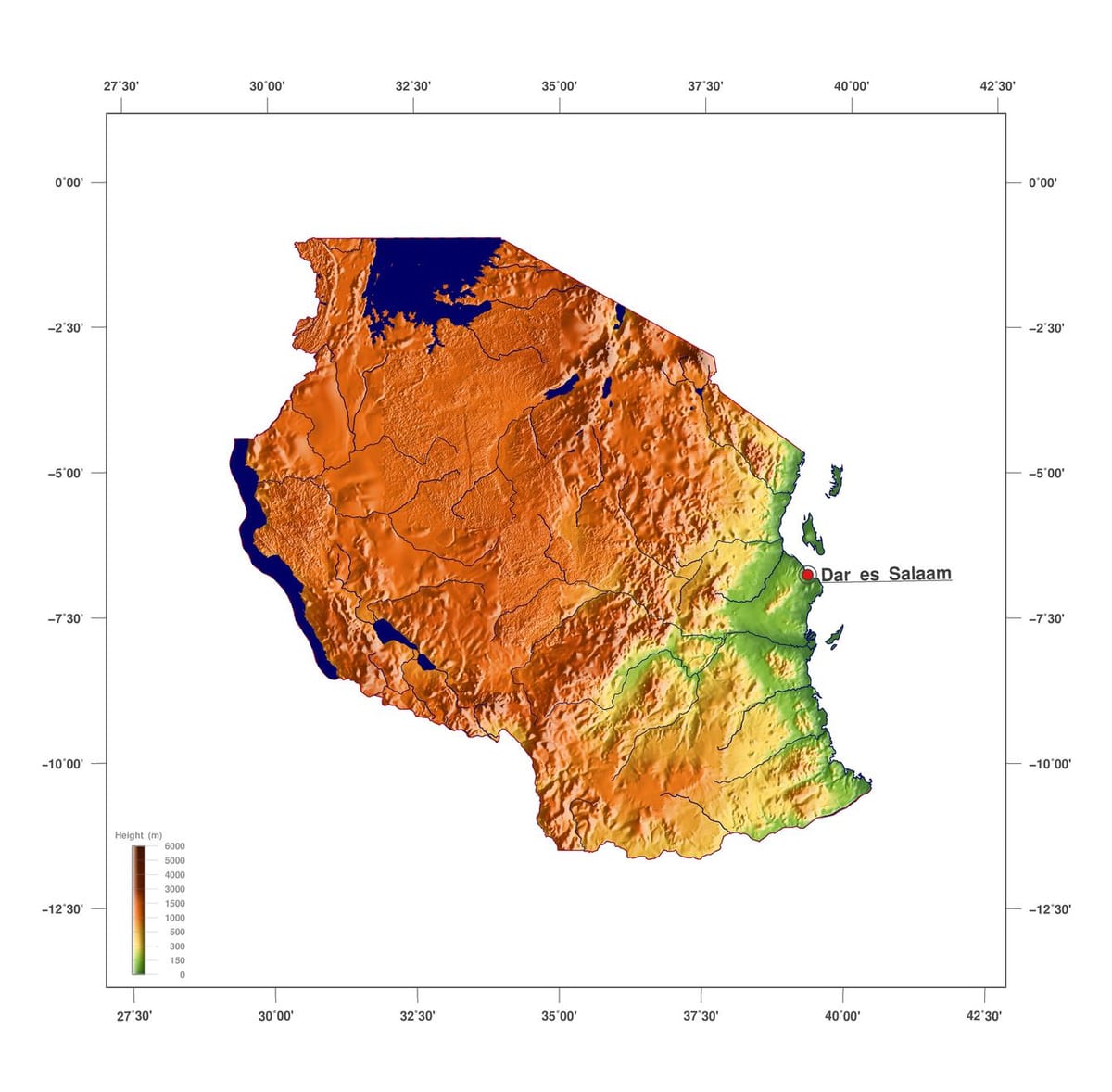 Mapa je iz tanzanije elevacija