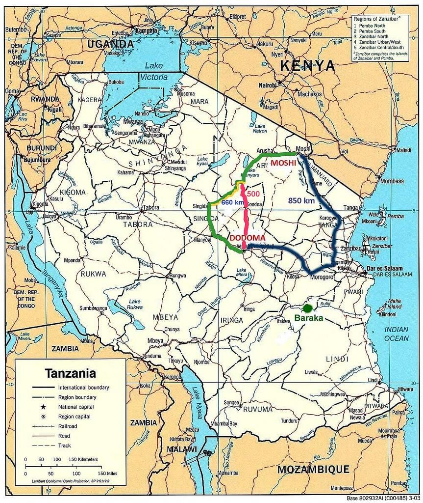 tanzaniji put mreže mapu
