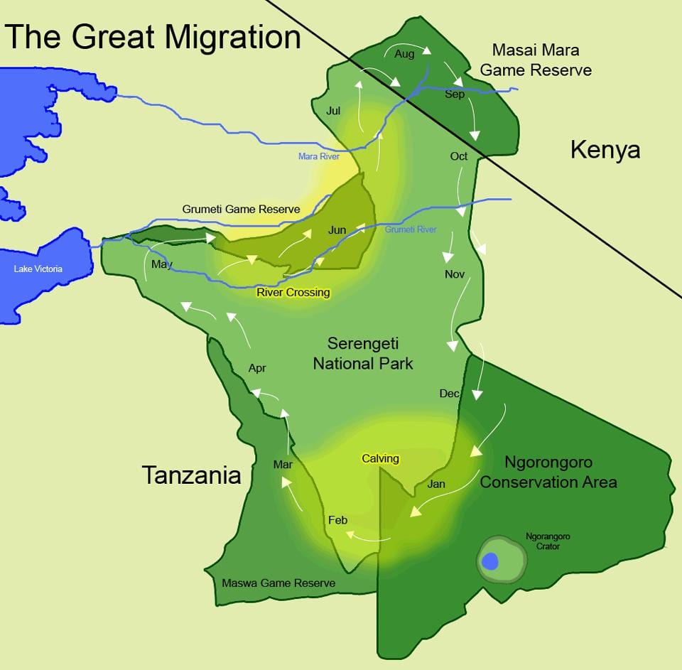 Mapa je iz tanzanije migracije 