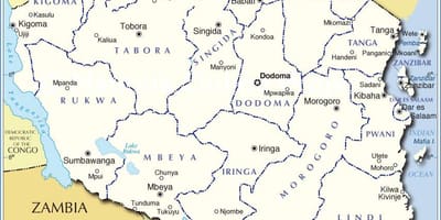 Tanzaniji administrativne mapu