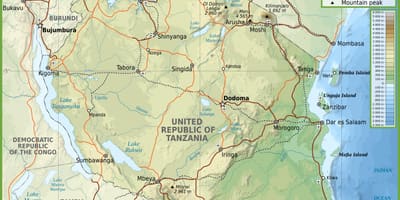 Mapu puta tanzaniji sa udaljenosti