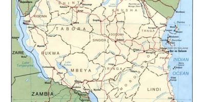 Mapa povijesnih lokacija u tanzaniji