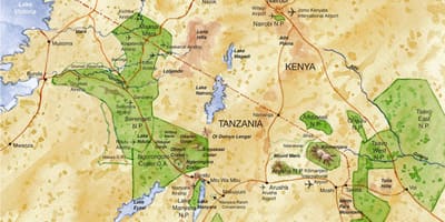 Mapa na sjeveru tanzaniji
