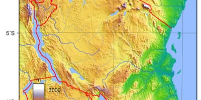 Tanzaniji topografske mapu