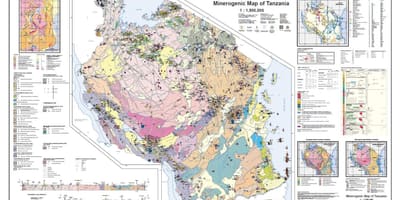 Geologiju i mineralna mapa je iz tanzanije