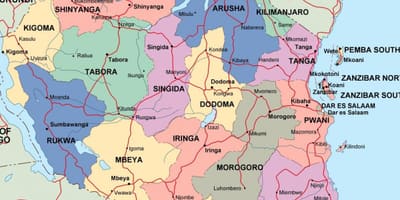 Mapa je iz tanzanije politički