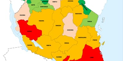 Tanzaniji karta gustoće naseljenosti