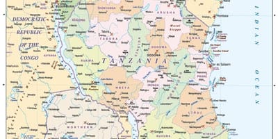 Mapa je iz tanzanije i okolne države